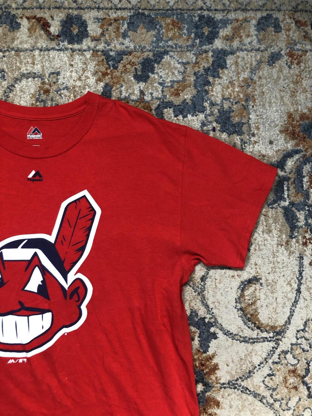 Cleveland Indians Shirt Mens Large Red MLB Baseball Majestic Chief Wahoo Tee - Picture 4 of 10